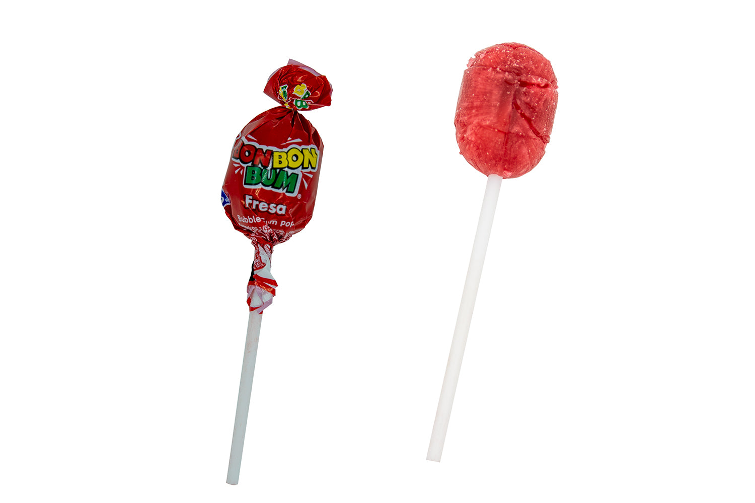 Chupeta BON BON BUM Sabor a  Fresa con chicle 24 unidades 228 gramos