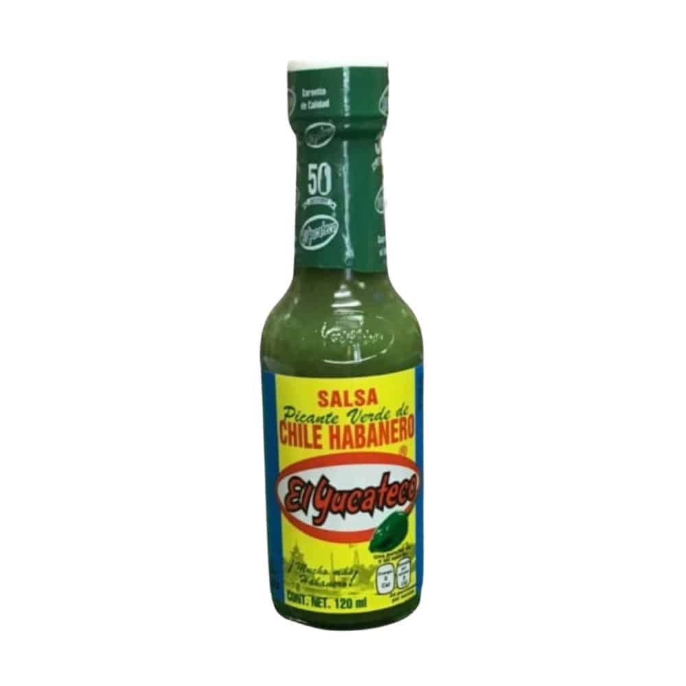 Salsa picante verde de chile habanero
